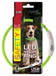 LED svítící obojek z nylonu zelený 45cm