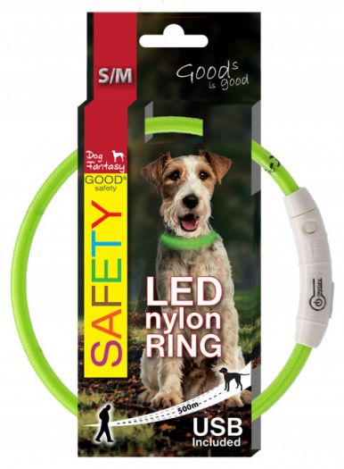 LED svítící obojek z nylonu zelený 45cm