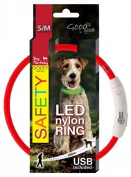 LED svítící obojek z nylonu červený 45cm