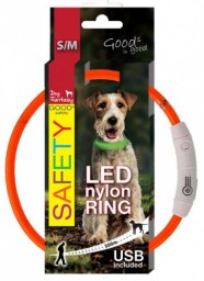 LED svítící obojek z nylonu oranžový 45cm