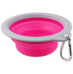 Cestovní miska Dog Fantasy skládací růžová 18cm