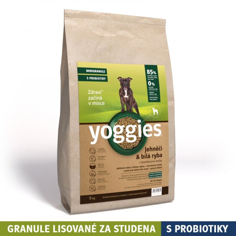 Yoggies Jehněčí maso&bílá ryba (5kg), minigranule lisované za studena s probiotiky