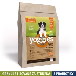 Yoggies Active Kachní maso&zvěřina (2kg), minigranule lisované za studena s probiotiky