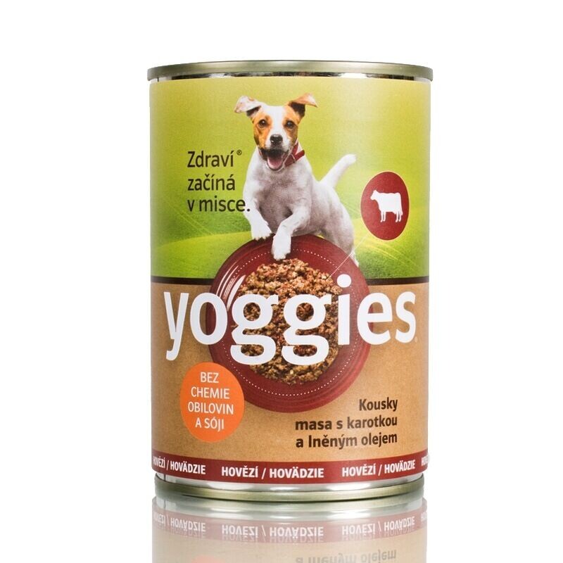 Yoggies hovězí konzerva s karotkou a lněným olejem (400g)