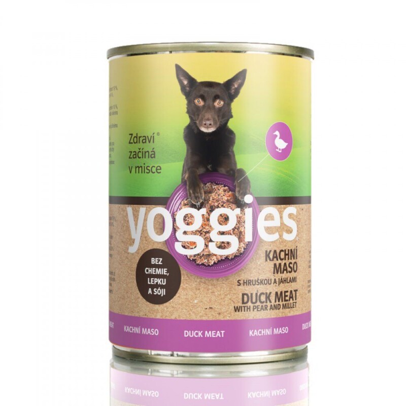Yoggies kachní konzerva s hruškou a jáhlami (400g)