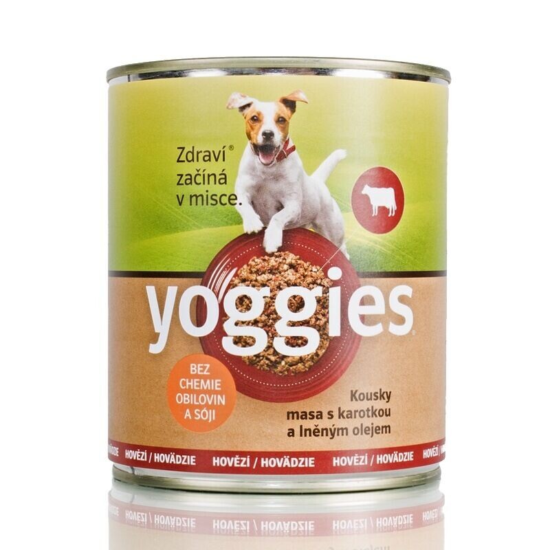 Yoggies hovězí konzerva s karotkou a lněným olejem (800g)